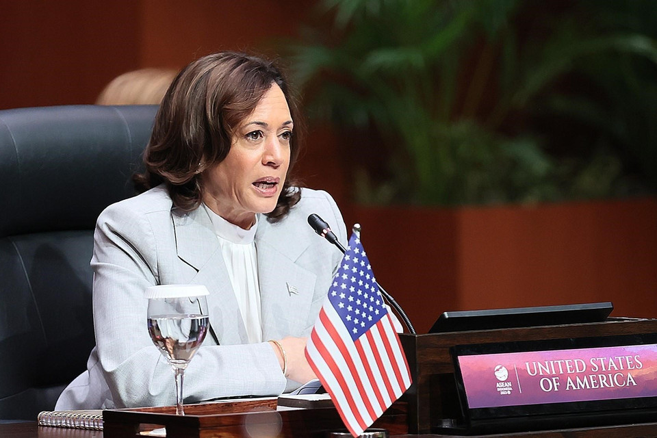 Phó Tổng thống Hoa Kỳ, Kamala Harris phát biểu tại Hội nghị Cấp cao ASEAN-Hoa Kỳ lần thứ 11. (Ảnh: Dương Giang/TTXVN)