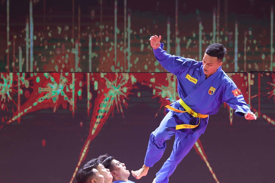 Môn sinh Vovinam biểu diễn tại lễ kỷ niệm 85 năm thành lập Vovinam Việt võ đạo. (Ảnh: Thống Nhất/TTXVN)
