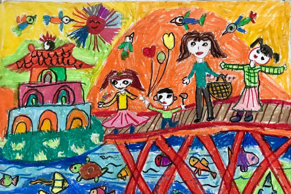 Một tác phẩm của họa sỹ nhí Cổ Đô. (Nguồn: Vietnam+)