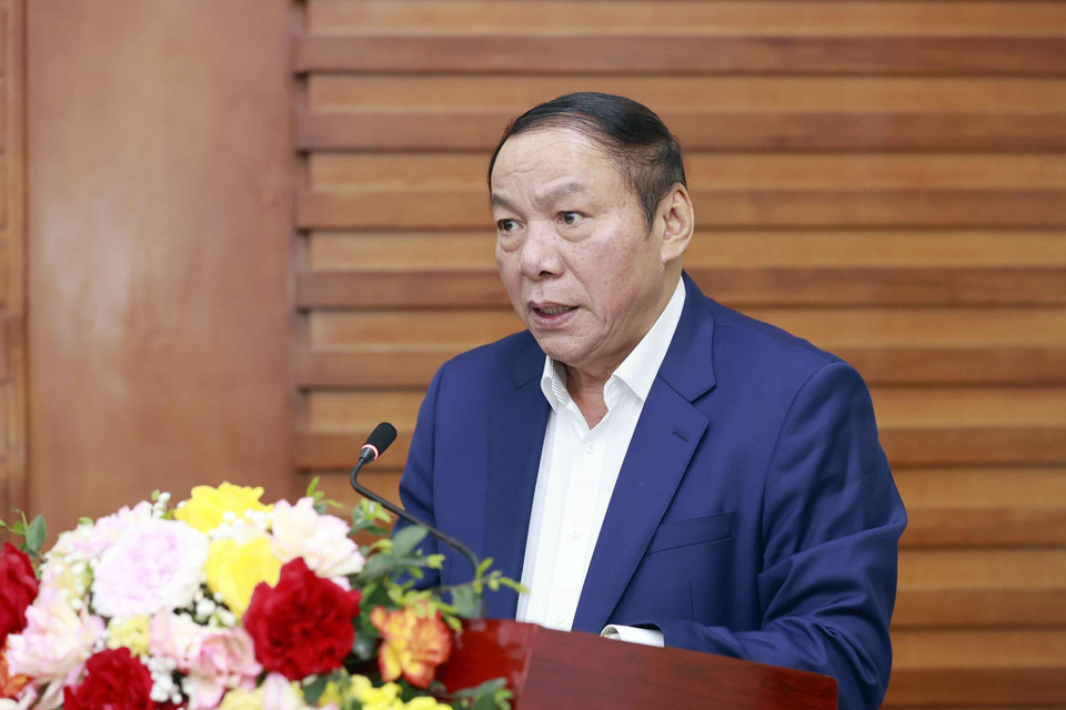 Bộ trưởng Bộ Văn hóa, Thể thao và Du lịch Nguyễn Văn Hùng phát biểu. (Ảnh: Doãn Tấn/TTXVN)