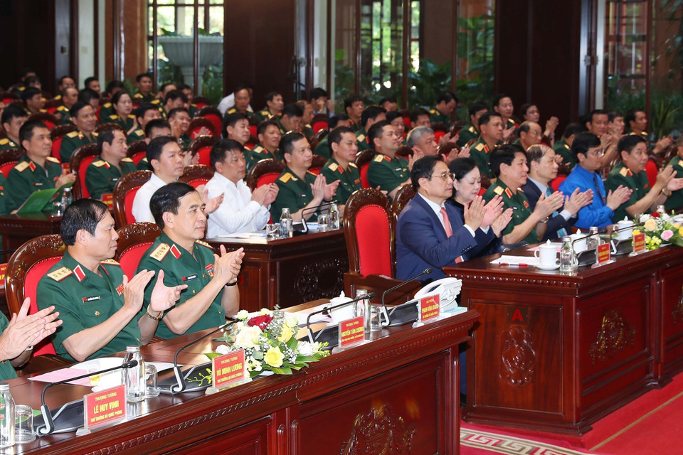 Hình ảnh Thủ tướng Phạm Minh Chính và các đại biểu tham dự buổi lễ. (Ảnh: Trọng Đức/TTXVN)