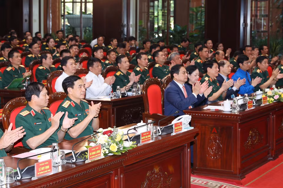 Hình ảnh Thủ tướng Phạm Minh Chính và các đại biểu tham dự buổi lễ. (Ảnh: Trọng Đức/TTXVN)