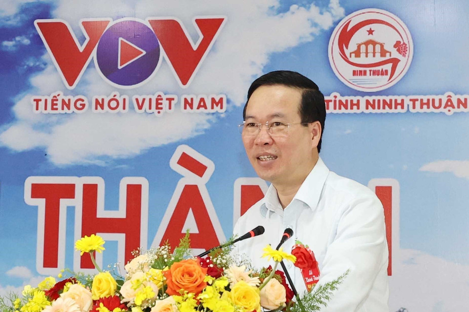 Chủ tịch nước Võ Văn Thưởng phát biểu tại buổi lễ. (Ảnh: Thống Nhất/TTXVN)