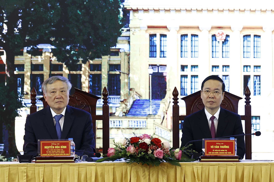 Chủ tịch nước Võ Văn Thưởng chủ trì buổi làm việc. (Ảnh: Thống Nhất/TTXVN)