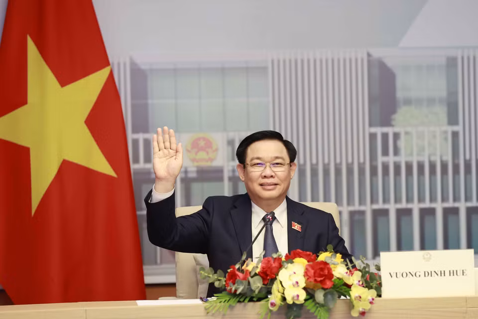 Chủ tịch Quốc hội Vương Đình Huệ tại buổi hội đàm với Chủ tịch Quốc hội Trung Quốc Triệu Lạc Tế. (Ảnh: Doãn Tấn/TTXVN)
