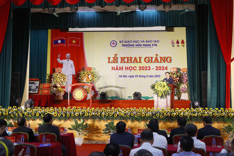 Quang cảnh lễ khai giảng. (Ảnh: Doãn Tấn/TTXVN)