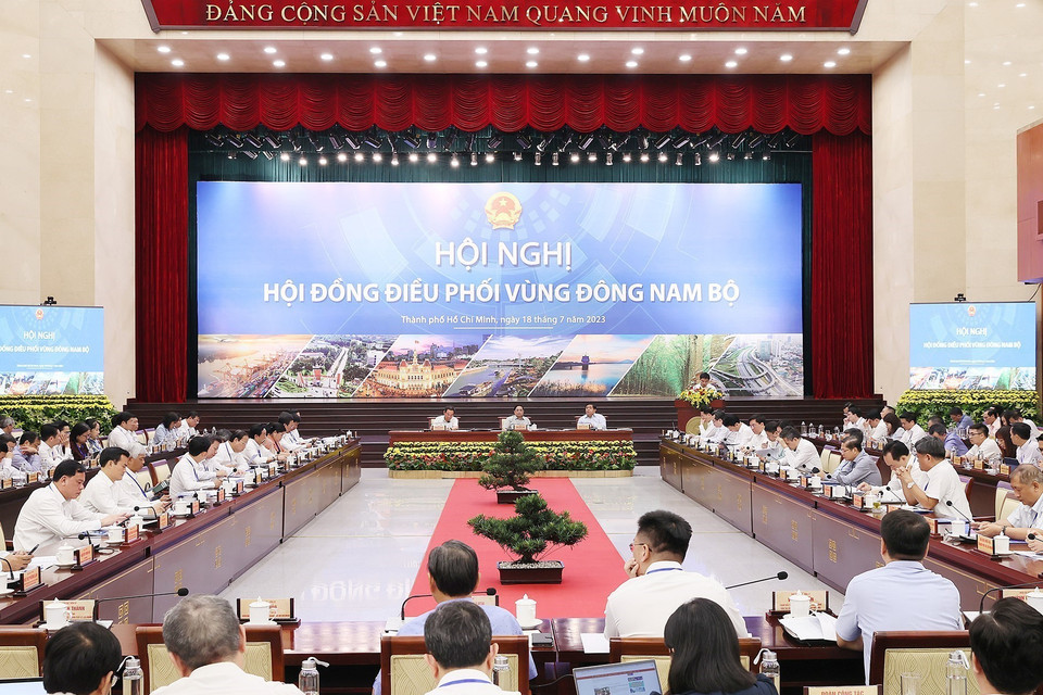 Quang cảnh Hội nghị Hội đồng Điều phối Vùng Đông Nam Bộ. (Ảnh: Dương Giang/TTXVN)