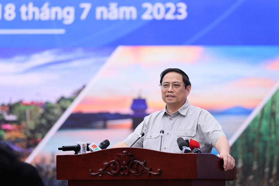 Thủ tướng Phạm Minh Chính phát biểu chỉ đạo hội nghị. (Ảnh: Dương Giang/TTXVN)