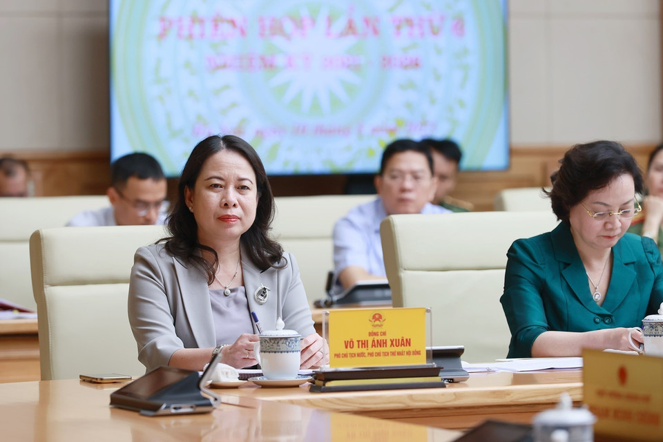 Phó Chủ tịch nước Võ Thị Ánh Xuân, Phó Chủ tịch thứ nhất Hội đồng Thi đua-Khen thưởng Trung ương tham dự phiên họp. (Ảnh: Dương Giang/TTXVN) 