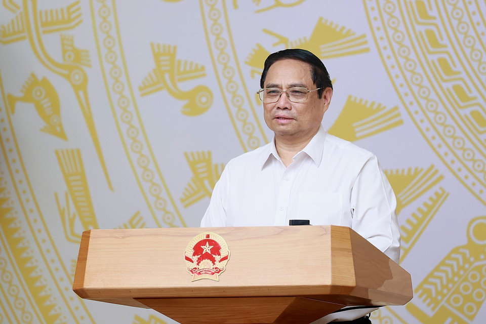 Hình ảnh Thủ tướng Phạm Minh Chính phát biểu tại Phiên họp lần thứ 6 Hội đồng Thi đua-Khen thưởng Trung ương. (Ảnh: Dương Giang/TTXVN) 