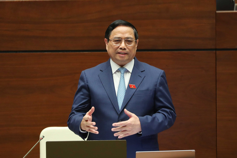 Thủ tướng Phạm Minh Chính trả lời chất vấn. (Ảnh: An Đăng/TTXVN)