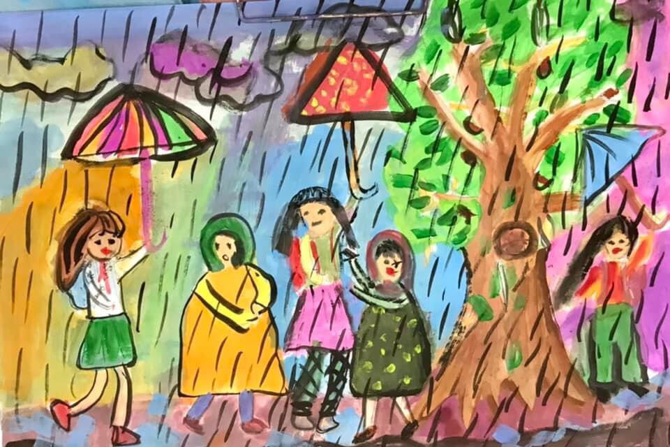 Nhiều chủ đề như ước mơ của em, tĩnh vật màu, vẽ theo nhạc, chân dung, phong cảnh, môi trường, chủ đề gia đình, phong cảnh quê hương, lao động, lễ hội, văn hóa, thể thao… được các em thích thú thể hiện trên giá vẽ. (Nguồn: Vietnam+)