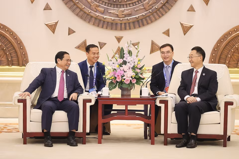 Thủ tướng Phạm Minh Chính tiếp ông Lưu Ninh, Bí thư Khu ủy Quảng Tây, Trung Quốc. (Ảnh: Dương Giang/TTXVN)