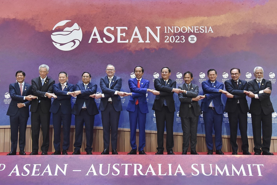 Thủ tướng Phạm Minh Chính và các Trưởng đoàn dự Hội nghị Cấp cao ASEAN-Australia lần thứ 3. (Ảnh: Dương Giang/TTXVN)