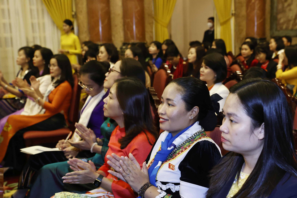 Các nữ đại biểu tham dự buổi gặp mặt. (Ảnh: Thống Nhất/TTXVN)