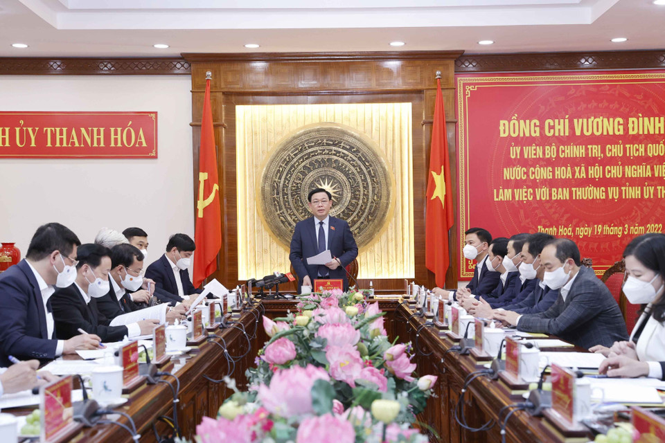 Chủ tịch Quốc hội Vương Đình Huệ phát biểu. (Ảnh: Doãn Tấn/TTXVN)