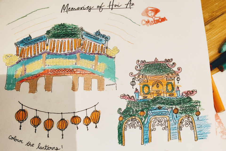 Hình ảnh Hội An lung linh và sinh động qua góc nhìn của bạn bè quốc tế, đặc biệt là những bức tranh đầy màu sắc đến từ các du khách nhí. (Nguồn: Vietnam+)