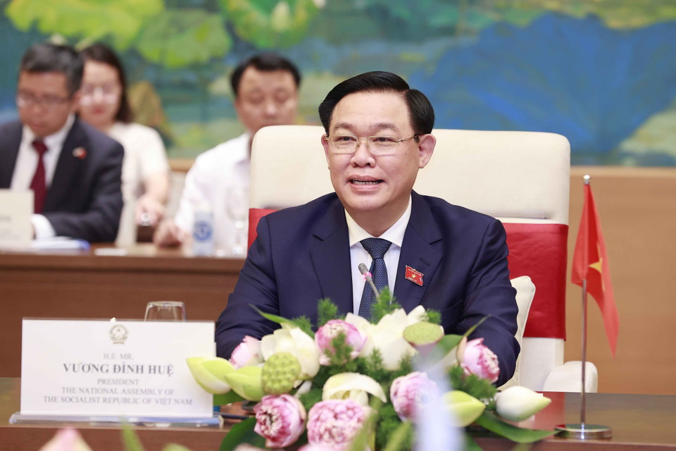 Chủ tịch Quốc hội Vương Đình Huệ phát biểu. (Ảnh: Doãn Tấn/TTXVN)