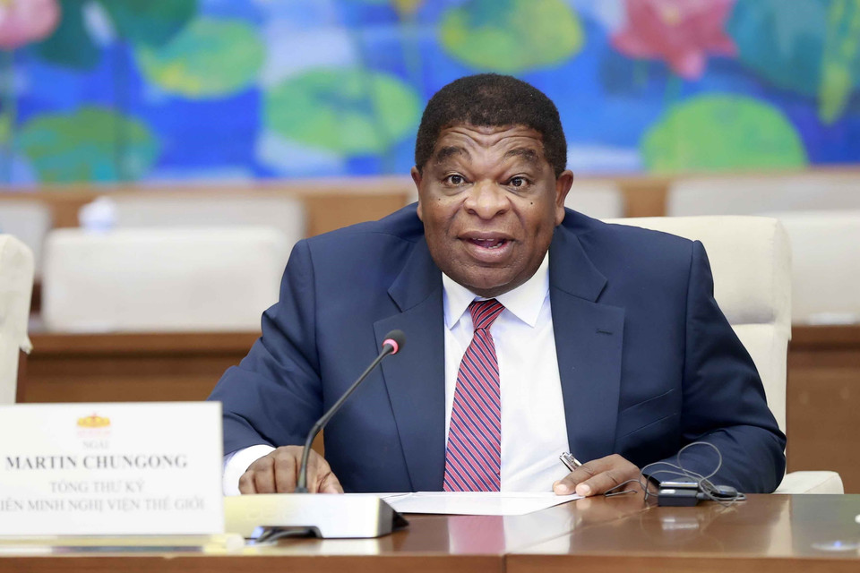 Ngài Martin Chungong, Tổng thư ký IPU phát biểu. (Ảnh: Doãn Tấn/TTXVN)