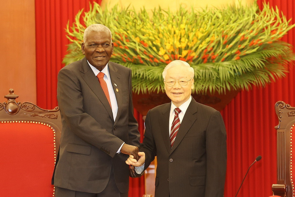 Tổng Bí thư Nguyễn Phú Trọng tiếp Chủ tịch Quốc hội Cuba Esteban Lazo Hernandez. (Ảnh: Trí Dũng/TTXVN)