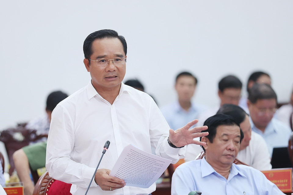 Bí thư Tỉnh ủy Long An Nguyễn Văn Được phát biểu. (Ảnh: Dương Giang-TTXVN)