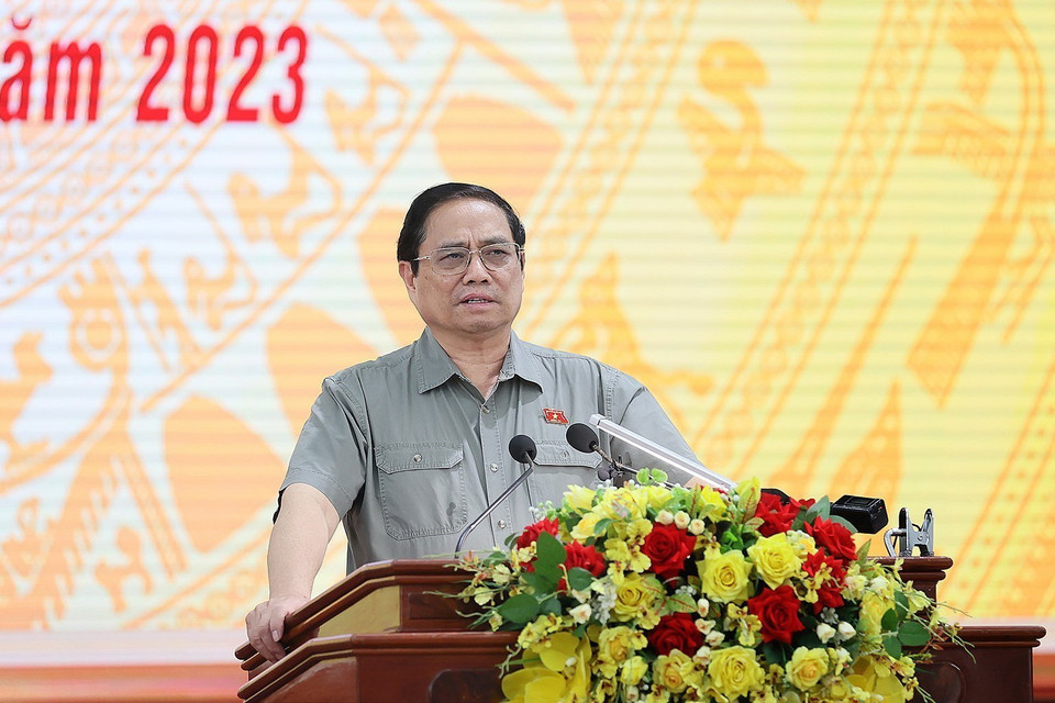 Thủ tướng Phạm Minh Chính phát biểu chỉ đạo tại Hội nghị. (Ảnh: Dương Giang/TTXVN)