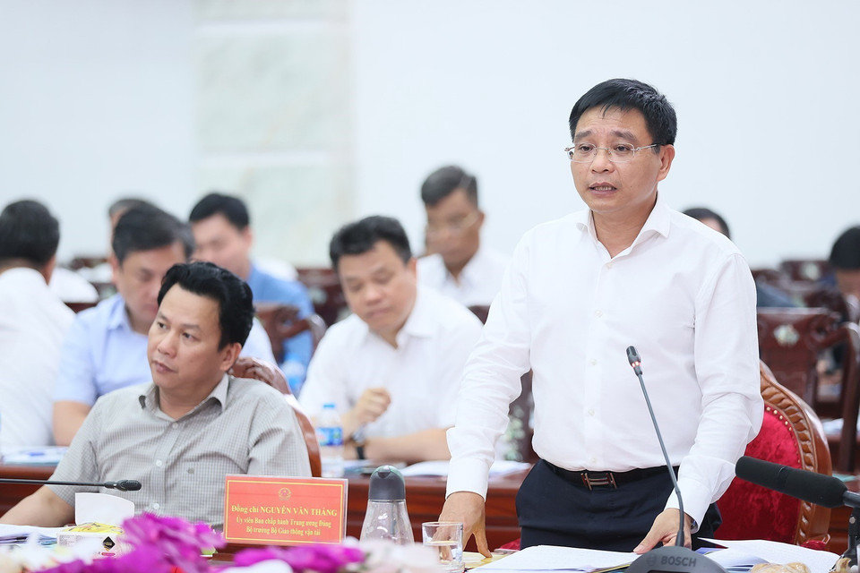 Bộ trưởng Bộ Giao thông vận tải Nguyễn Văn Thắng phát biểu. (Ảnh: Dương Giang/TTXVN)