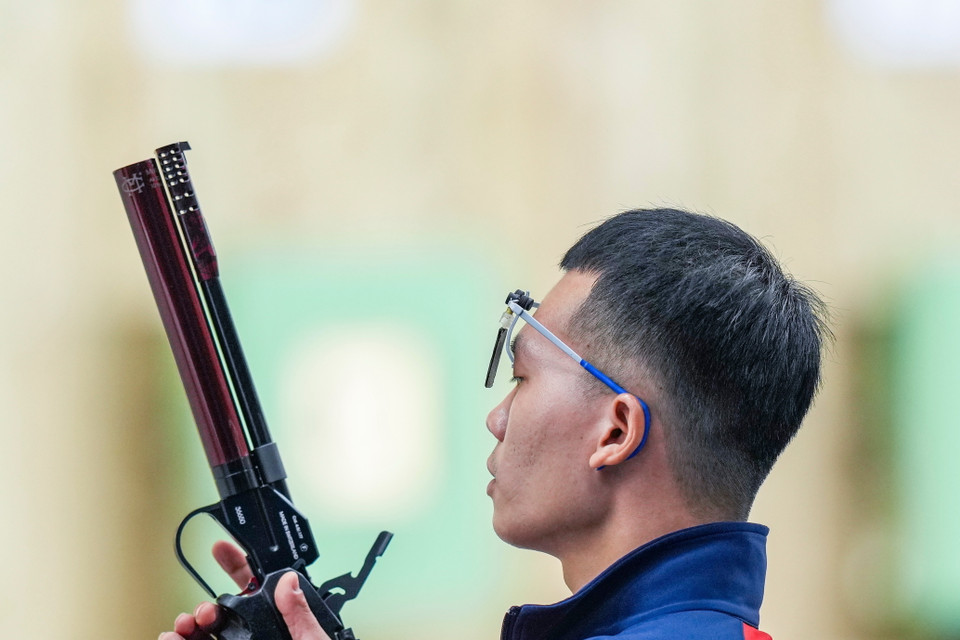 Kết thúc bài thi, Phạm Quang Huy giành được 240,5 điểm để giành huy chương Vàng. (Ảnh: THX/TTXVN)