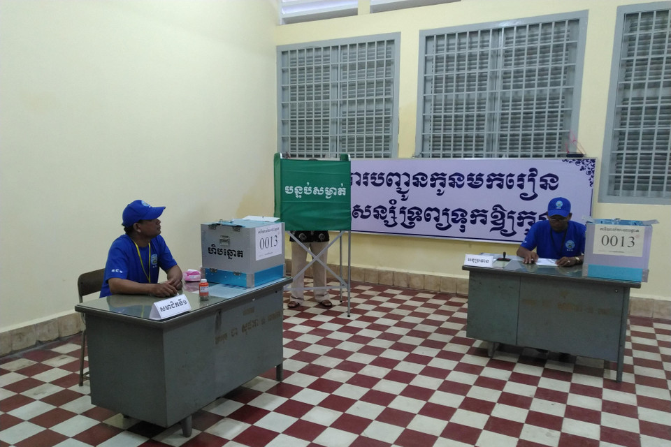 Quang cảnh trong phòng phiếu số 13 ở thủ đô Phnom Penh. (Nguồn: Vietnam+)(Nguồn: Vietnam+)