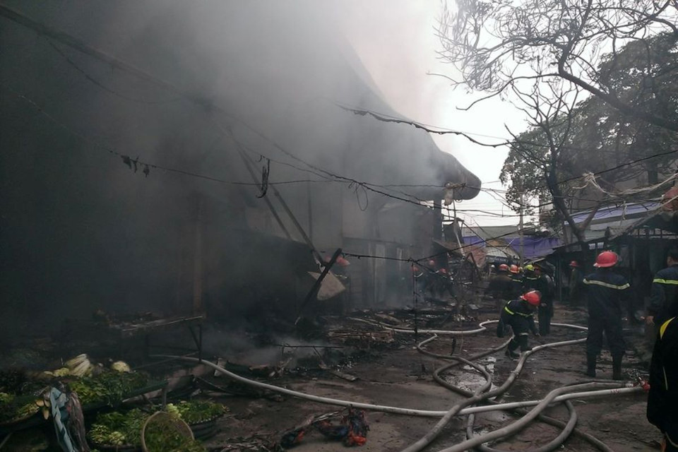 Hiện trường vụ cháy. (Ảnh: CTV/Vietnam+)