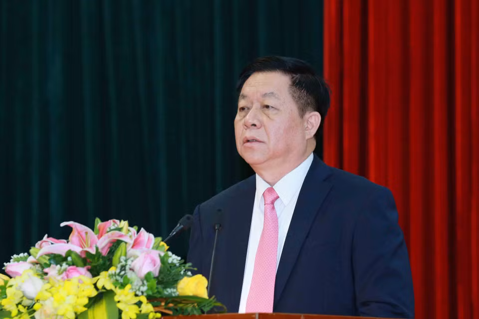 Thượng tướng Nguyễn Trọng Nghĩa, Bí thư Trung ương Đảng, Trưởng Ban Tuyên giáo Trung ương phát biểu. (Ảnh: Phương Hoa/TTXVN)