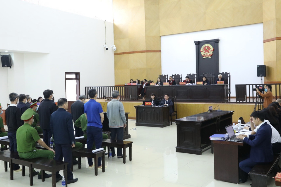 Quang cảnh phiên tòa xét xử sơ thẩm đại án kinh tế xảy ra tại Ngân hàng Thương mại cổ phần Đầu tư và Phát triển Việt Nam (BIDV). (Ảnh: Văn Điệp/TTXVN)