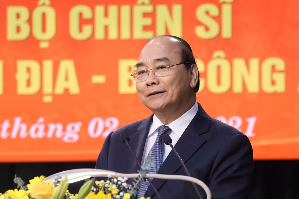 Thủ tướng Nguyễn Xuân Phúc phát biểu chúc Tết cán bộ, chiến sỹ Cục An ninh nội địa. (Ảnh: Thống Nhất/TTXVN)