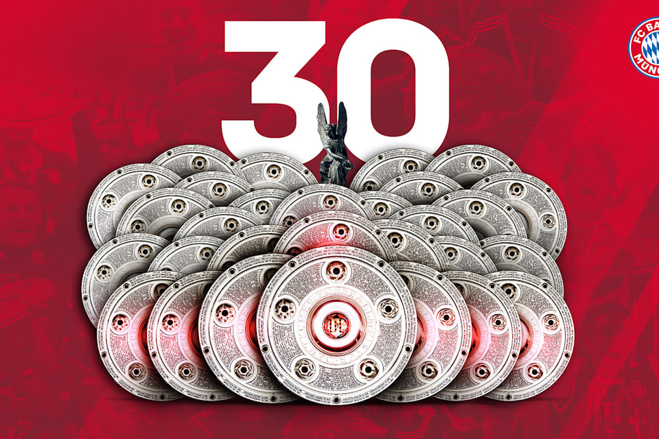 Như vậy, Bayern đã giành được tổng cộng 30 chức vô địch ở giải đấu cao nhất nước Đức. (Nguồn: FcBayern)