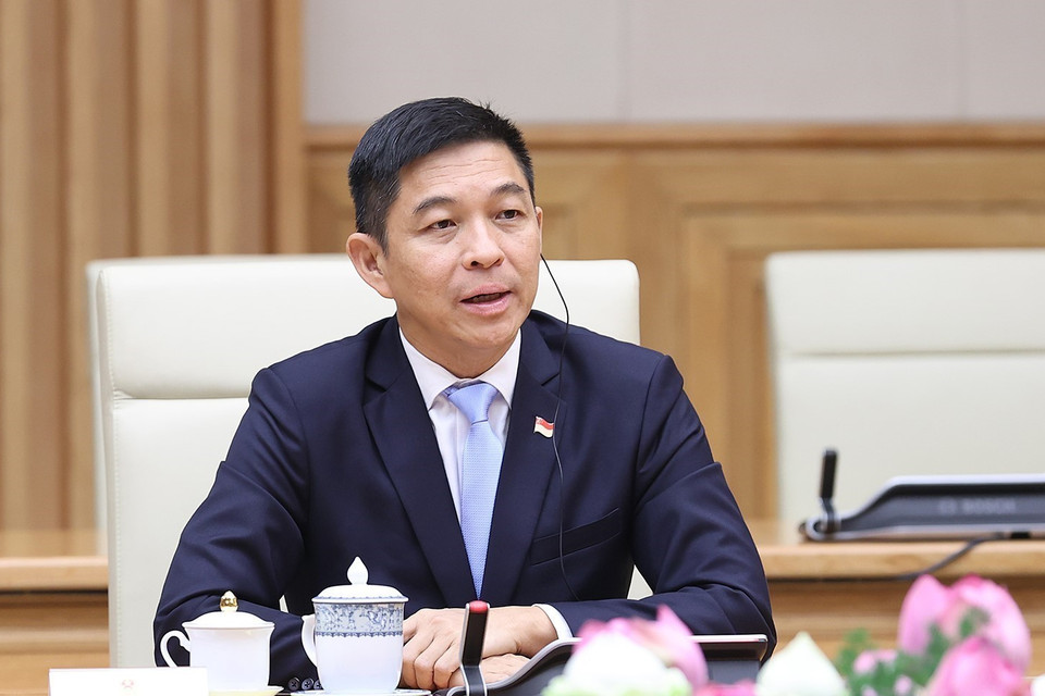 Chủ tịch Quốc hội Singapore Tan Chuan-Jin phát biểu. (Ảnh: Dương Giang/TTXVN)