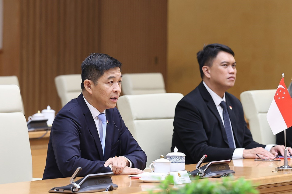 Chủ tịch Quốc hội Singapore Tan Chuan-Jin phát biểu. (Ảnh: Dương Giang/TTXVN)