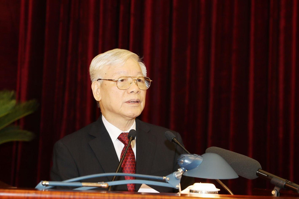 Tổng Bí thư, Chủ tịch nước Nguyễn Phú Trọng phát biểu khai mạc hội nghị. (Ảnh: Trí Dũng/TTXVN)