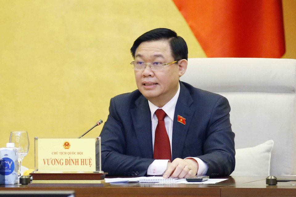 Chủ tịch Quốc hội Vương Đình Huệ phát biểu. (Ảnh: Doãn Tấn/TTXVN)