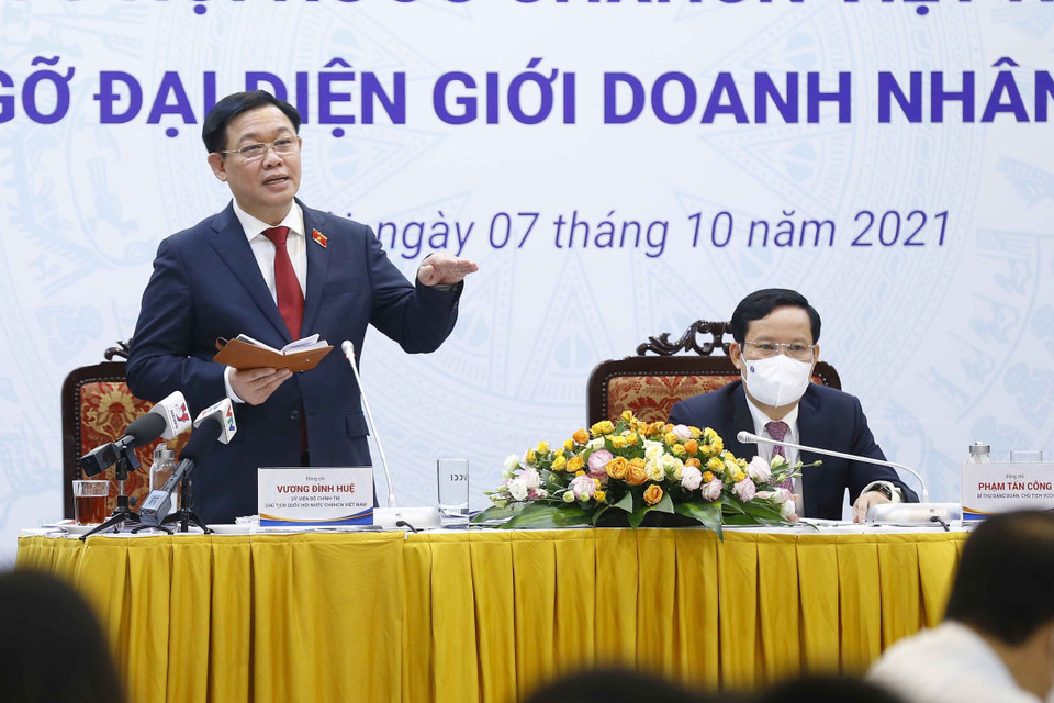 Chủ tịch Quốc hội Vương Đình Huệ phát biểu. (Ảnh: Doãn Tấn/TTXVN)