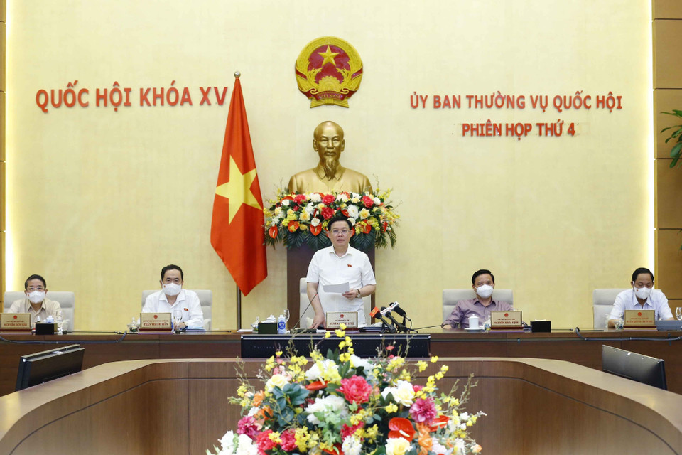 Chủ tịch Quốc hội Vương Đình Huệ phát biểu. (Ảnh: Doãn Tấn/TTXVN)