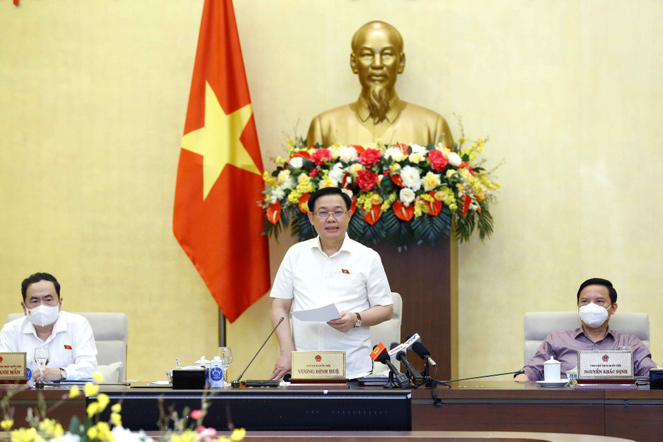 Chủ tịch Quốc hội Vương Đình Huệ phát biểu. (Ảnh: Doãn Tấn/TTXVN)