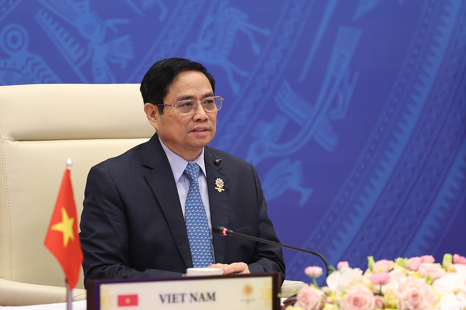 Thủ tướng Phạm Minh Chính phát biểu tại Hội nghị cấp cao ASEAN lần thứ 39. (Ảnh: Dương Giang/TTXVN)