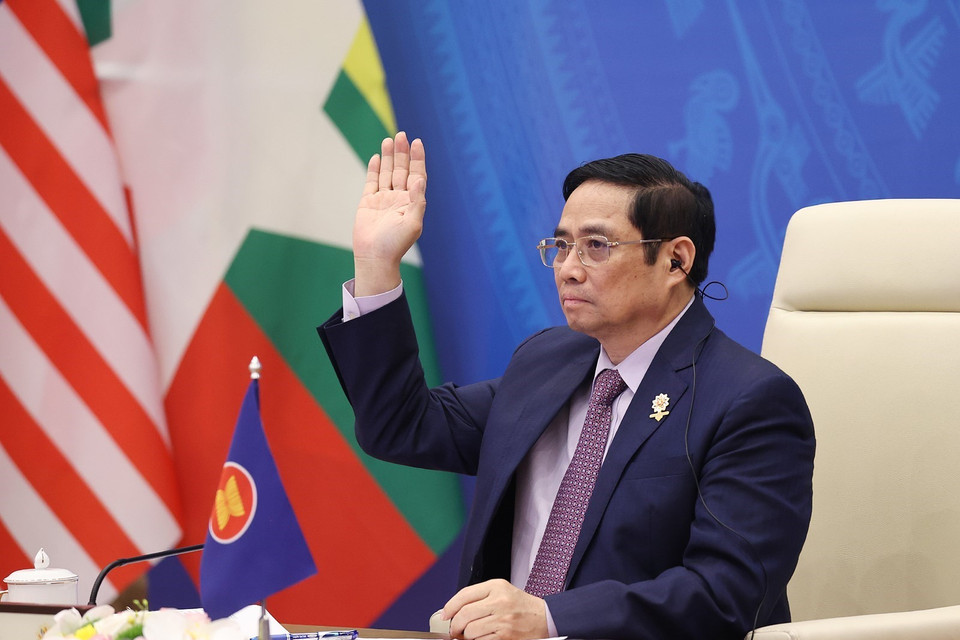 Thủ tướng Chính phủ Phạm Minh Chính tham dự Lễ bế mạc Hội nghị cấp cao ASEAN lần thứ 38, 39. (Ảnh: Dương Giang/TTXVN)