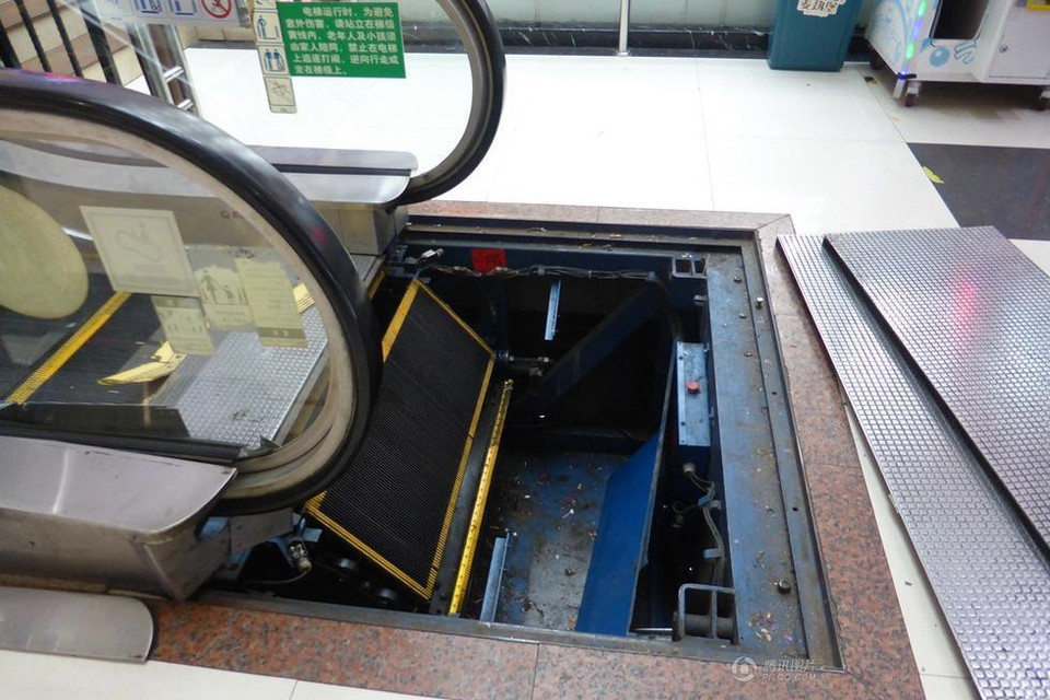 Nơi cậu bé bị cuốn cánh tay. (Nguồn: QQ)