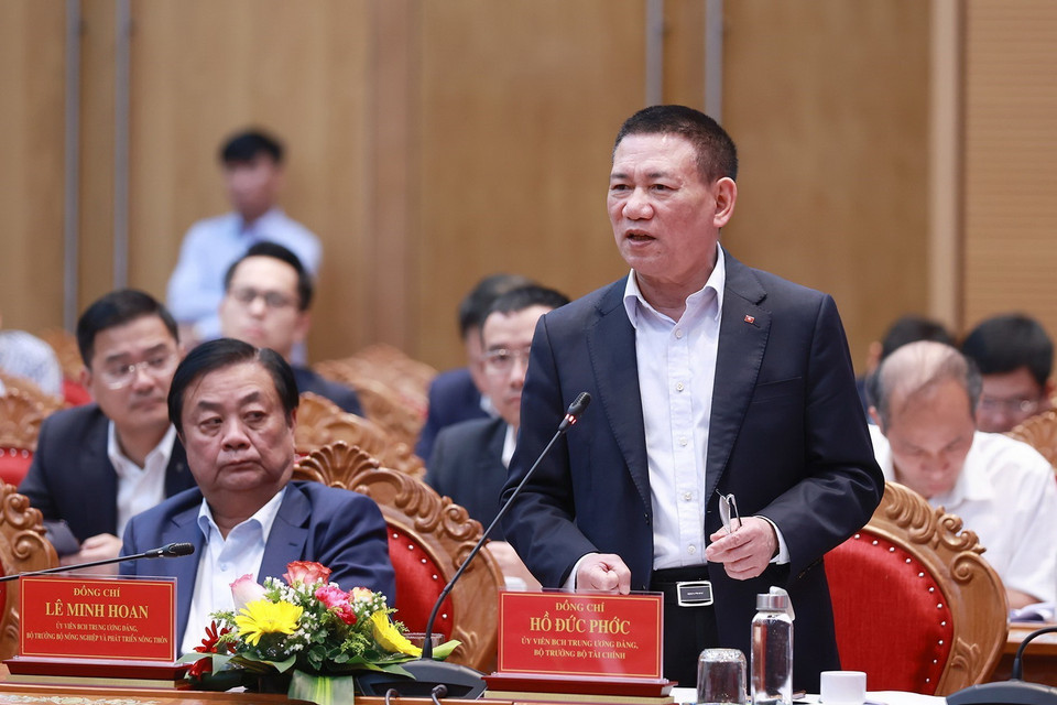 Bộ trưởng Bộ Tài Chính Hồ Đức Phớc phát biểu. (Ảnh: Dương Giang/TTXVN)