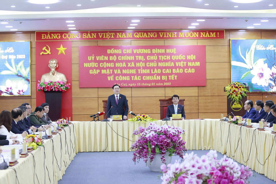 Chủ tịch Quốc hội Vương Đình Huệ phát biểu. (Ảnh: Doãn Tấn/TTXVN)