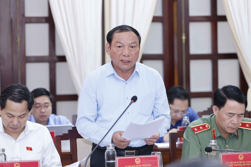 Ông Nguyễn Văn Hùng, Ủy viên Trung ương Đảng, Bộ trưởng Bộ Văn hóa, Thể thao và Du lịch phát biểu. (Ảnh: Doãn Tấn/TTXVN)