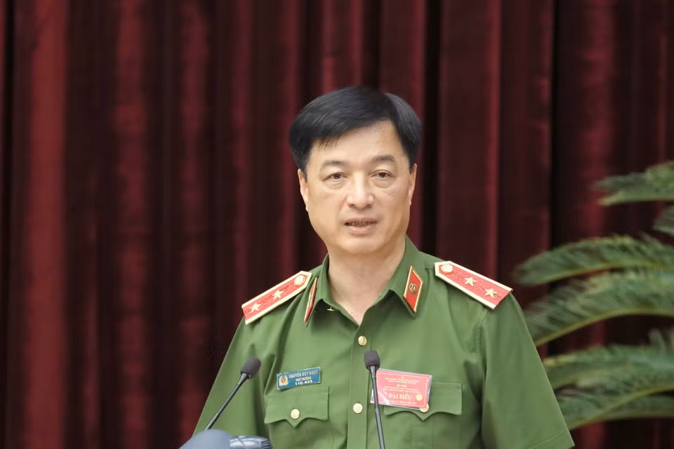 Trung tướng Nguyễn Duy Ngọc, Ủy viên Trung ương Đảng, Thứ trưởng Bộ Công an. tham luận. (Ảnh: Phương Hoa/TTXVN)