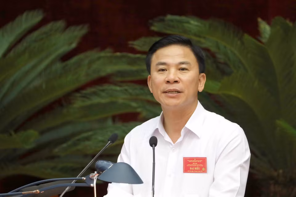 Ông Đỗ Trọng Hưng, Ủy viên Trung ương Đảng, Bí thư Tỉnh ủy, Trưởng Ban Chỉ đạo phòng chống tham nhũng, tiêu cực tỉnh Thanh Hóa tham luận. (Ảnh: Phương Hoa/TTXVN)