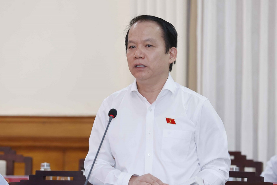 Chủ nhiệm Ủy ban Pháp luật của Quốc hội Hoàng Thanh Tùng phát biểu. (Ảnh: Doãn Tấn/TTXVN)